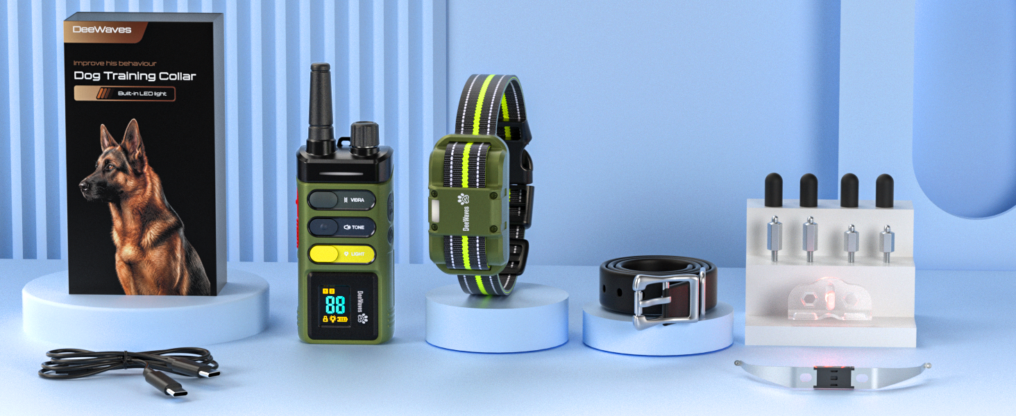 DeeWaves dog training collar with remote ,e collar for dogs training,shock collar for large dog