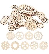 100pcs 0.98" Unfinished Wood Gear for Kids DIY Crafts,Steampunk Gear Wooden Wheels Slices for Ind...