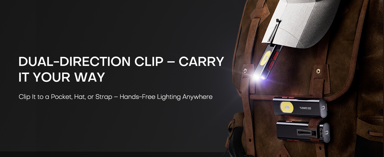 Flat EDC Flashlight Rechargeable Small Pocket Flashlight Two Way Pocket Clip