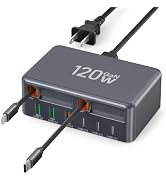 8-in-1 Retractable USB C Charger Charging Station Hub for Multiple Devices | 120W GaN Charging St...