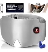 Silk Heated Eye Mask, 2000mAh Large Size Cordless Sleep Mask Warm Eye Compresses Electric Eye Hea...