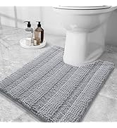 Grandaily Chenille Striped Toilet Rugs U-Shaped 24x20, Extra Soft and Absorbent Bathroom Rugs, No...