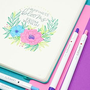 zebra pen, clickart retractable marker pens for journaling, doodling or writing