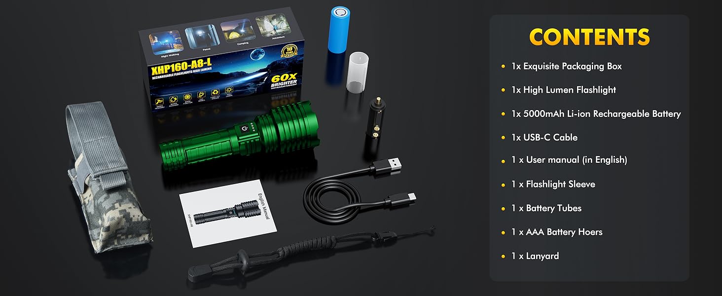 Rechargeable Flashlight Green