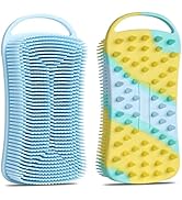 2 Pack Silicone Body Scrubber, 2 in 1 Shower and Scalp Massager Shampoo Brush, Soft Silicone Loof...