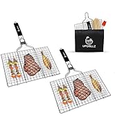 Portable BBQ Fish Grill Basket for Outdoor Grill, Rustproof 430 Stainless Steel with Detachable a...