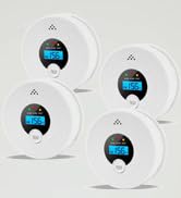 4 Pack Smoke and Carbon Monoxide Detector with Test Button, 85dB Loud Beep, LCD Display, Battery-...