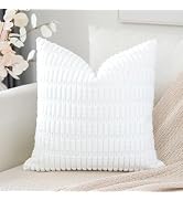 OTOSTAR Corduroy Decorative Throw Pillow Covers 18x18 Inch Super Soft Boho Striped Square Pillow ...