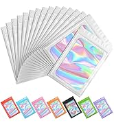Funfery 100 pcs White Smell Proof Mylar Holographic Bags Packaging Bags,Clear Window Resealable O...