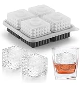 Nax Caki 3D Square Ice Cube Tray, Large Square Silicone Fun Shapes Whiskey Ice Mold with Funnel f...
