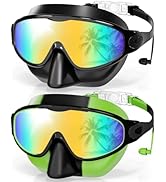 Aegend Swim Goggles with Nose Cover, 2 Pack Wide View Swimming Mask Anti-Fog/UV