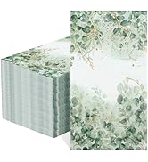 60 pcs Eucalyptus Paper Napkins, 2 ply Greenery Paper Napkins, Green Leaves Guest Disposable Hand...