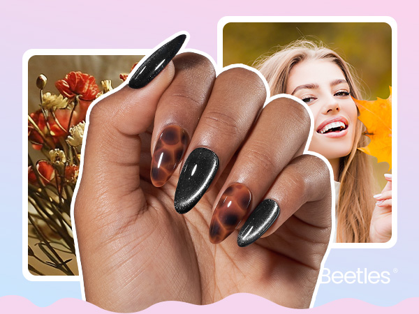 Beetles Gel Nail Polish Kit with U V Light - 32 Colors Gel Polish and Cat Eye Top Coat 68 Pcs