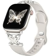 Lerobo Slim Silicone Band Compatible with Apple Watch Bands for Women | Dressy Metal Butterfly 16...