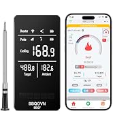 BBQOVN Smart WiFi Wireless Meat Thermometer, Sub-1G 656FT Range, 7-Sensor Probe, Standalone LED B...
