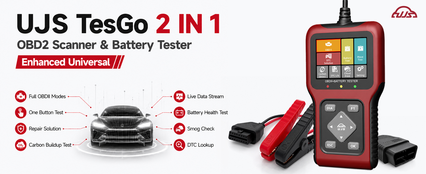 UJS TesGo OBD2 Scanner and Battery Tester