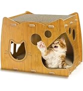 WRINGKIT Cat Scratcher House, 2 in 1 Cat Cardboard House with 2 Scratching Pads, Sturdy Cat House...