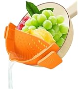 YEVIOR Clip on Strainer for Pots Pan Pasta Strainer, Silicone Food Strainer Hands-Free Pan Strain...