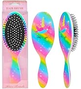 Kids Hair Brush Girls, Toddler Wet Dry Hair Brush, Detangling Brush for Curly Thick Hair, Small H...