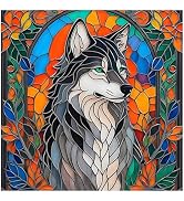 DIADAY Diamond Art Painting Kits Stained Glass Wolf
