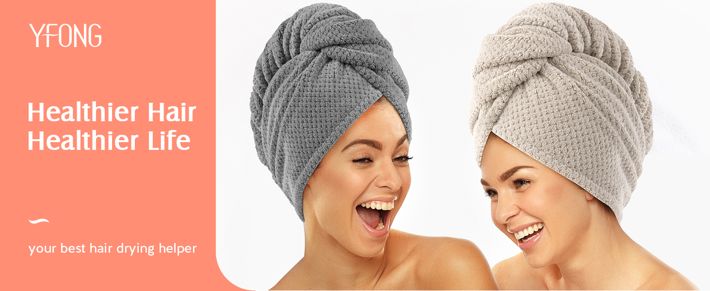 Microfiber Hair Towel Wrap Women Absorbent Quick Dry Hair Turban Wet Hair, Curly, Long, Thick