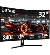 Z-Edge 32 inch Curved PC Gaming Monitor, FHD 1080P 240Hz Curved Monitor,1500R Computer Monitor, M...