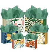 qiqee Clash Flowers Gift Wide Bags with Tissue Paper Mulit Assorted Sizes 10PCS Present Party Fav...