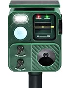 Outdoor Ultrasonic Animal Repeller, Deer Repeller with Solar-Powered, Motion-Activated Deterrent ...