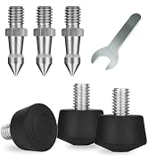 Rigych 6 Pcs Tripod Spike Feet - 3/8-16 Thread, Rubber & Stainless Steel Spike Feet, Universal An...