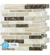 Art3d 20-Sheet 12"x12" Peel and Stick Backsplash, Self-Adhesive Wall Tile for Kitchen & Home Deco...