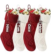 Doitory Christmas Stockings 18 Inches,Long Knitted Stocking with Name Tags, Christmas Decoration ...