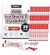 FUMILE 30 Pcs Red Washable Markers Bulk, Markers for Kids,Broad Line Conical Tip Coloring Marker ...