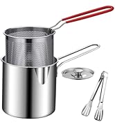 Sonhomay Deep Fryer Pot, Small Stainless Steel Deep Frying Pot, Frying Pan with Strainer Basket& ...