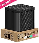 Metronic 4x8 Inch 800Pack Bubble Mailer, Black Bubble Mailers, Waterproof Padded Envelopes, Self ...