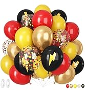 Red Black Yellow Balloons, 50 Pcs 12 Inches Cartoon Birthday Party Balloons with Confetti Balloon...
