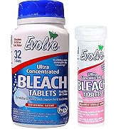 Evolve Bleach Tablets, 1-32 Count Original Bundled with 1-8 Count Tube Travel Size Meadow Breeze