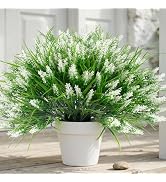 Rowfad 22 Pcs Artificial Outdoor Flowers Fake Outdoor Plants Monkey Grass with Red Flowers for Po...