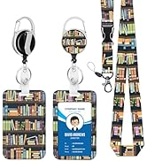 Book Badge Holder Lanyard ID Card Holders Detachable Name Tag Clips Cute Funny Teacher Office Gif...