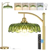 Gold Floor Lamp for Living Room, Dimmable Mid Century Modern Standing Lamp with Remote Control an...