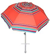 AMMSUN 7ft Heavy Duty HIGH Wind Beach Umbrella with sand anchor & Tilt Sun Shelter, UV 50+ Protec...