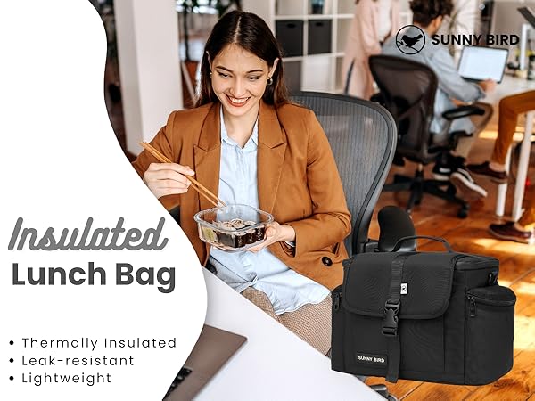 Large Lunch Bag, Thermally Insulated Soft Cooler with Shoulder Strap for Women, Men