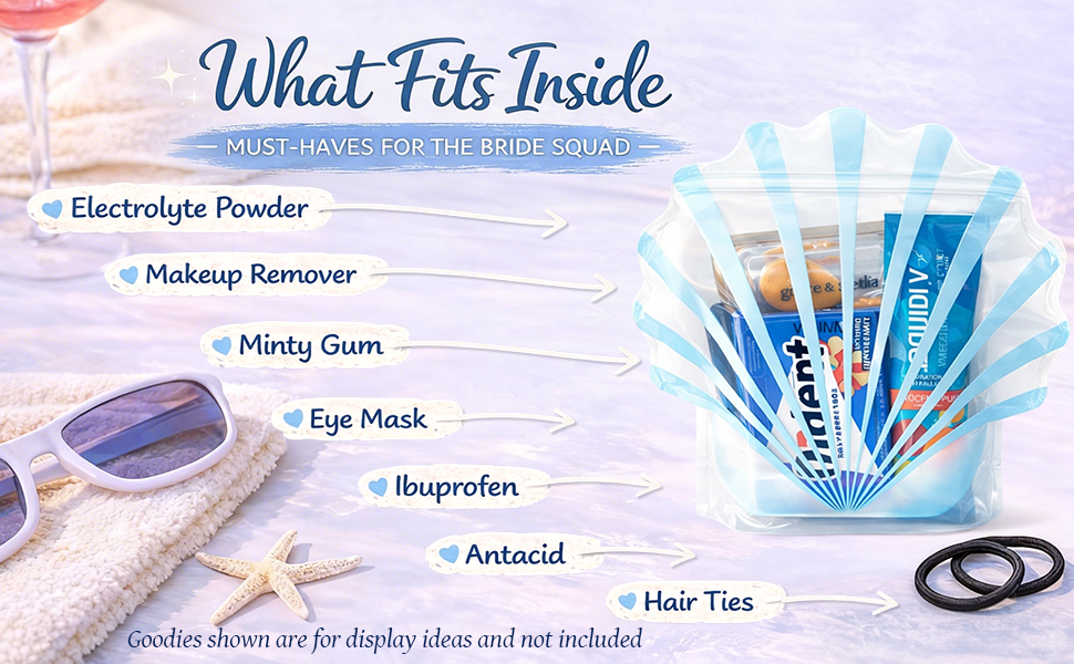 seashell hangover kit bags