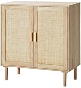 VEVOR Rattan Cabinet, Buffet Cabinet with 2 Magnetic Doors and Adjustable Shelves, Sideboard Buff...
