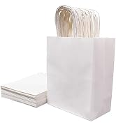 vanhel White Gift Bags with Handles 8x4.25x10.5 50Pcs - Medium Kraft Paper Bags with Handles Bulk...