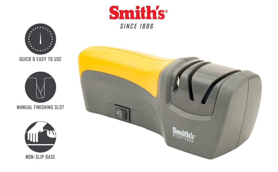 compact electric knife sharpener with comfortable grip handle for easy sharpening and non slip base