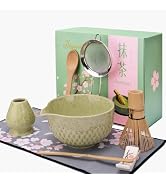 Joyscale Matcha Whisk Set, Ceramic Matcha Bowl with Spout 8 Pcs Matcha Kit Set(Matcha Green) for ...