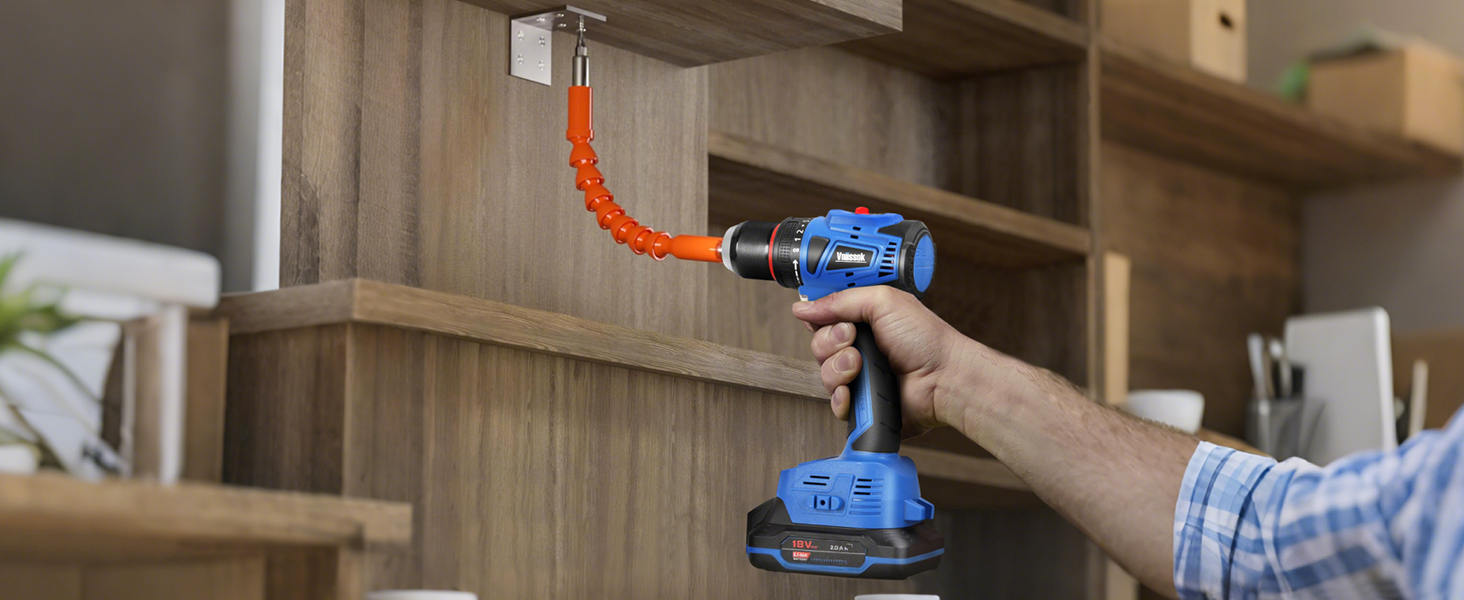 Cordless Drill, Electric Power Drill Set with Battery Charger, 3/8” Keyless Chuck, 2 Variable Speed