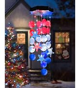 Toodour Solar Decorative Lights Outdoor, Red White Blue Shells Lights Gifts for Mom Grandma Women...