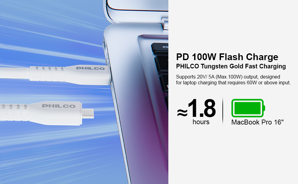 philco Anker USB C Cable 100W 10ft, USB C to USB C Cable USB 2.0, Type C Charging Cable Fast Charge