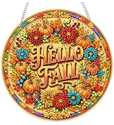Eiflow Hanging Diamond Art Fall Kit for Adults DIY Acrylic Diamonds Craft Painting Ornament Pumpk...